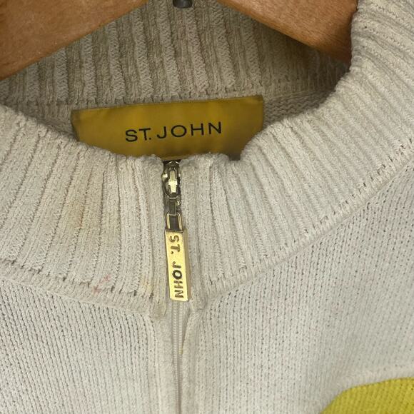 ST JOHN Color Block Knit Zip Up Sweater - Picture 4 of 9
